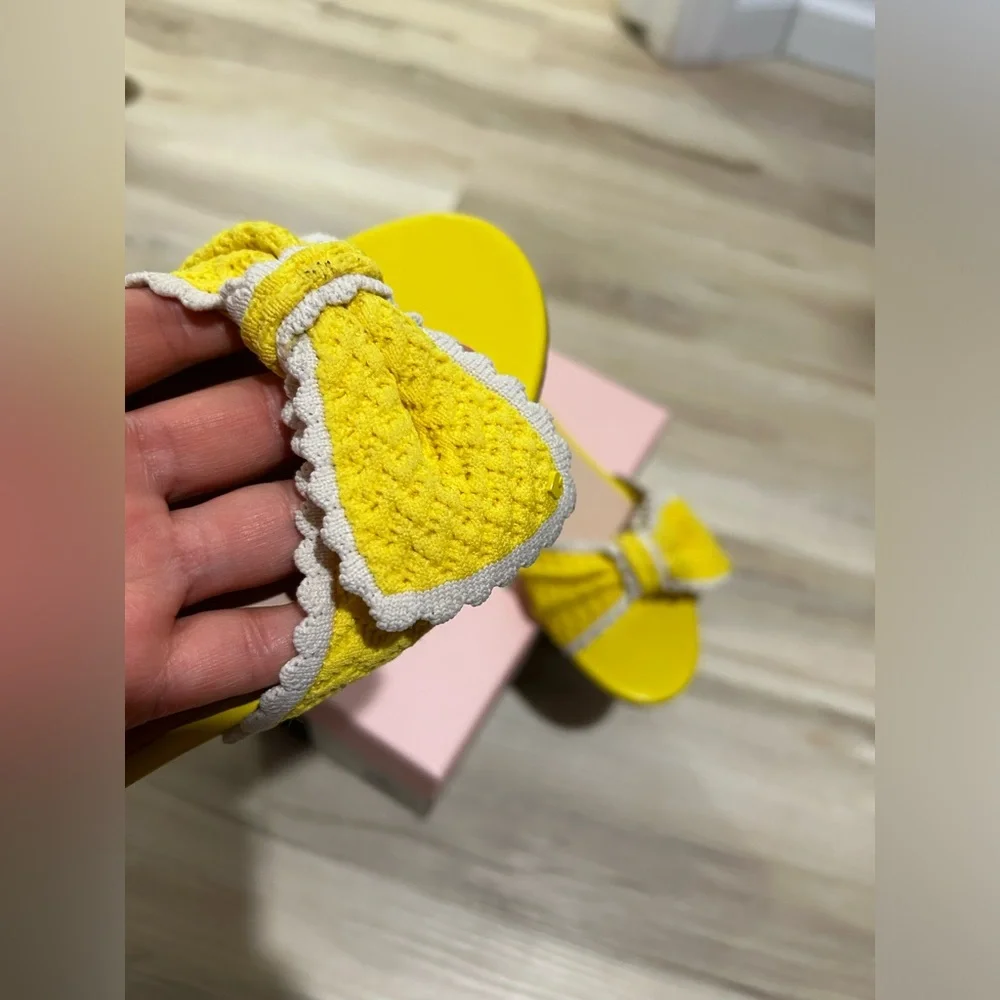 KATE SPADE NEW YORK Womens Yellow Bow Accent Open Toe Slip On Sandals - Picture 5 of 5